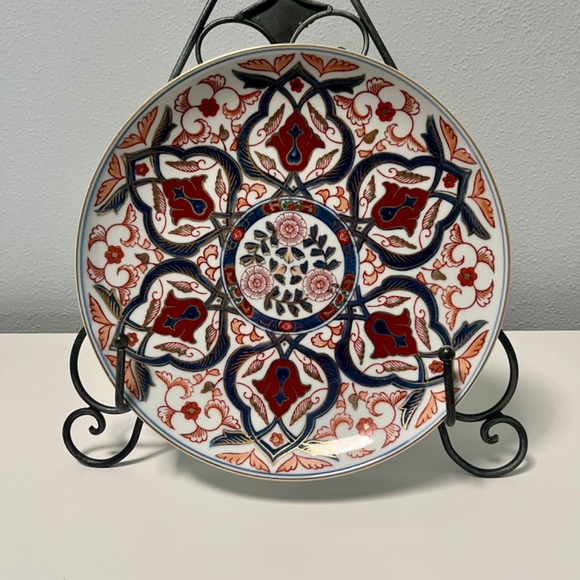 Gold Imari Hand Painted Red and Blue Japanese Collector Plate 9 3/4" Gold trim - Picture 1 of 9